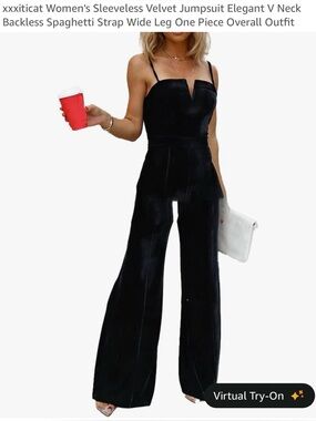 Sleeveless Velvet Wide-Leg Jumpsuit - Maroon